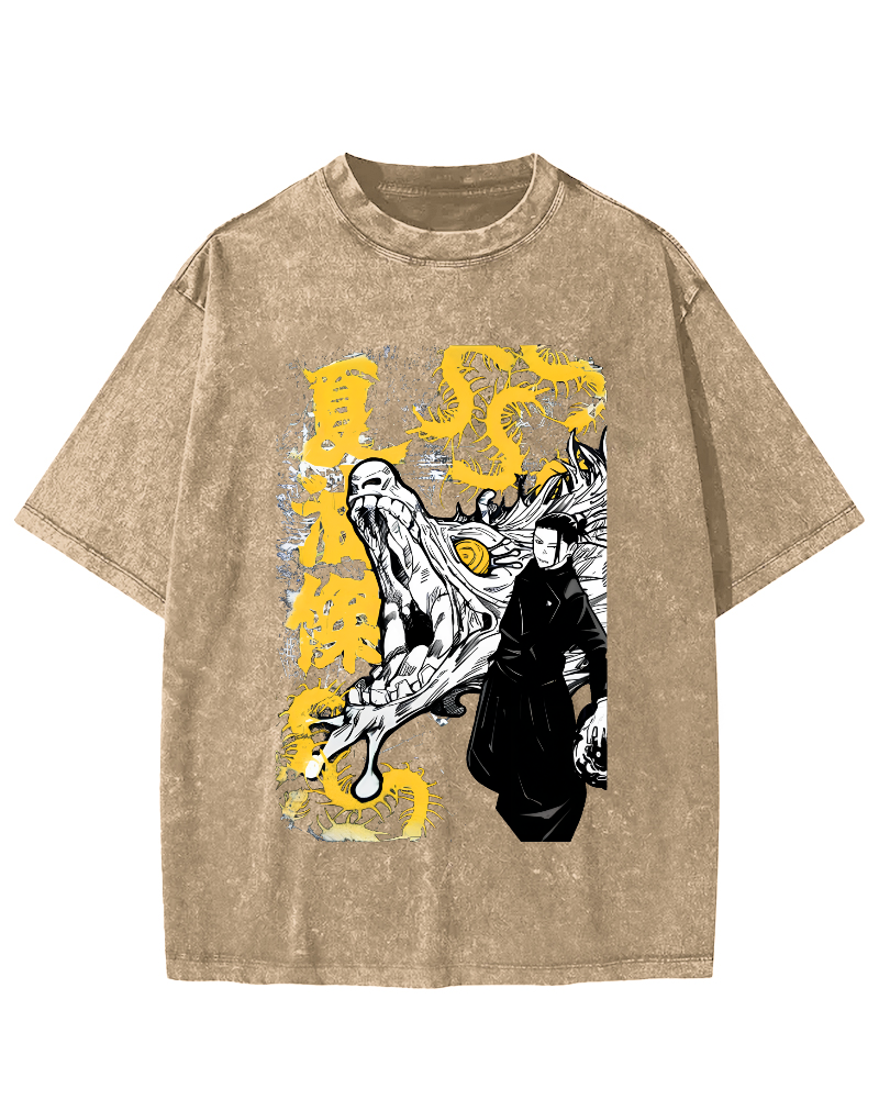 Crocodile Monster Japanese Style Vintage Washed T-shirt-Zazasy