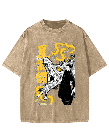 Crocodile Monster Japanese Style Vintage Washed T-shirt-Zazasy