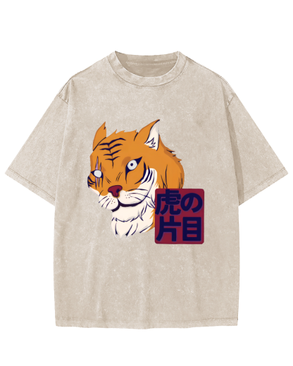 Japanese Tiger Vintage Washed T-shirt-Zazasy