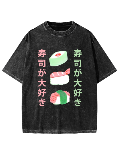 Delicious Sushi in Japan Vintage Washed T-shirt-Zazasy