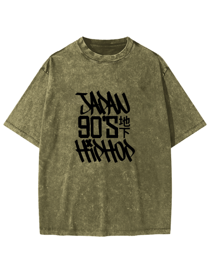 Japanese Slogan Pattern Vintage Distressed T-shirt-Zazasy