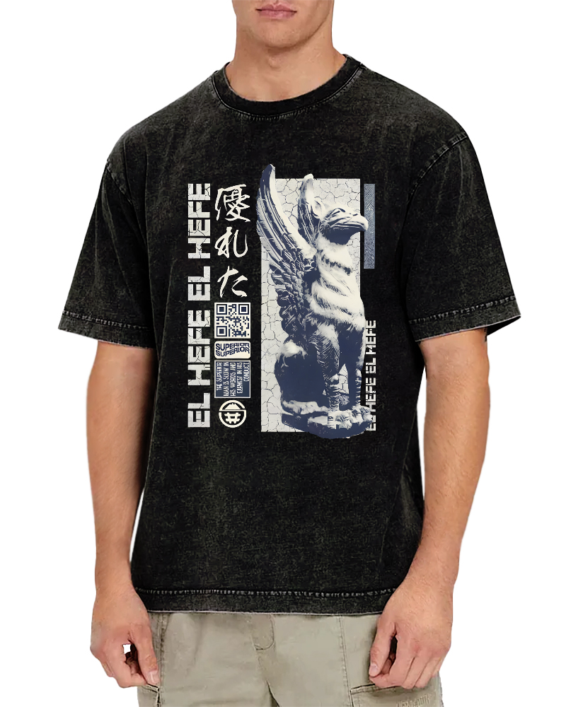 Griffin Retro Vintage Washed T-shirt-Zazasy