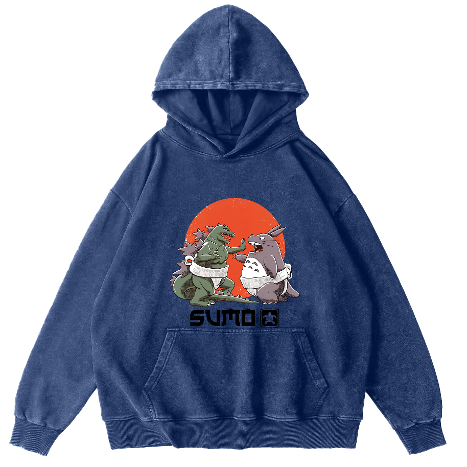 Cartoon Monster Japanese Style Vintage Distressed Hoodie-Zazasy