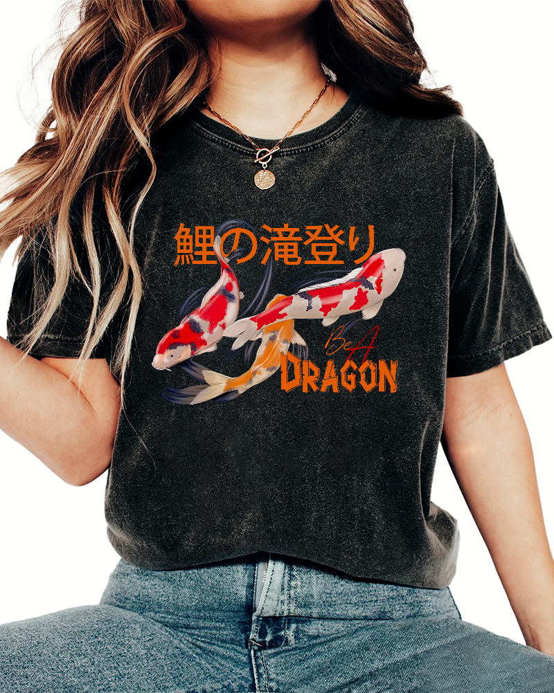 Japanese Koi Fish Vintage Washed T-shirt-Zazasy