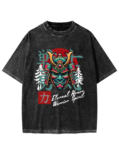 Warrior Courage Abstract Japanese Style Vintage Distressed T-shirt-Zazasy