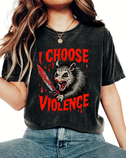 I Choose Violence Vintage Distressed T-shirt-Zazasy