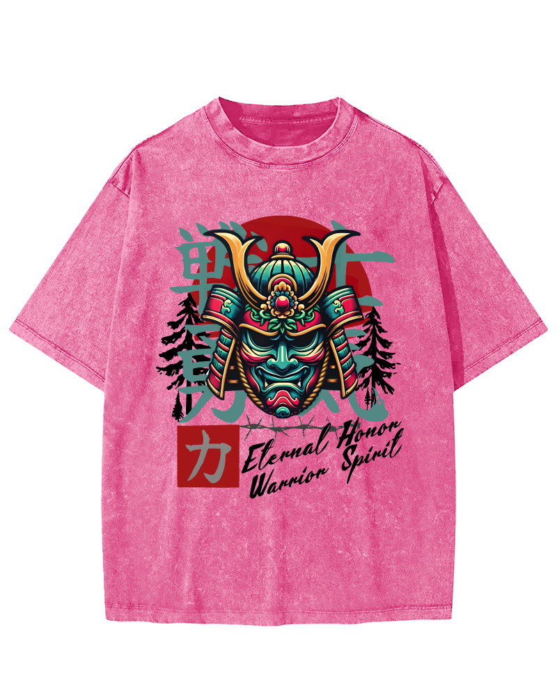 Warrior Courage Abstract Japanese Style Vintage Distressed T-shirt-Zazasy