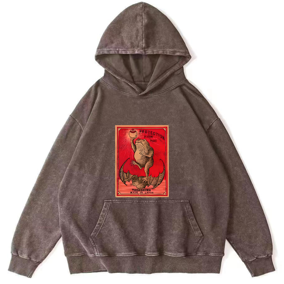 Japanese Matches Frog & Bat Vintage Distressed Hoodie-Zazasy