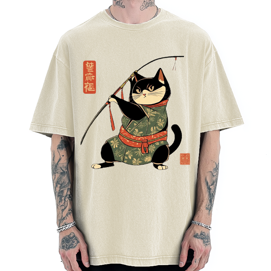 Japan Cat Archery Vintage Washed T-shirt