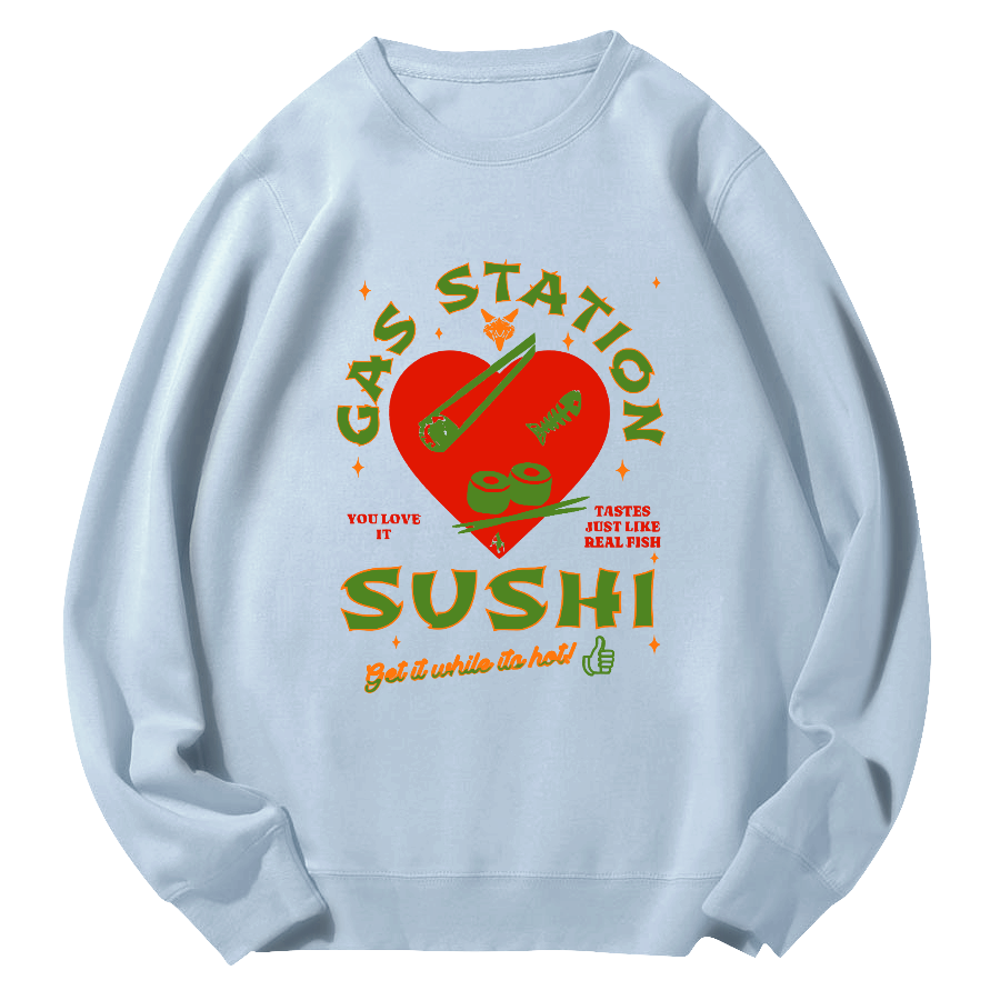 I like Sushi, Japanese Style Round Neck Sweatshirt-Zazasy
