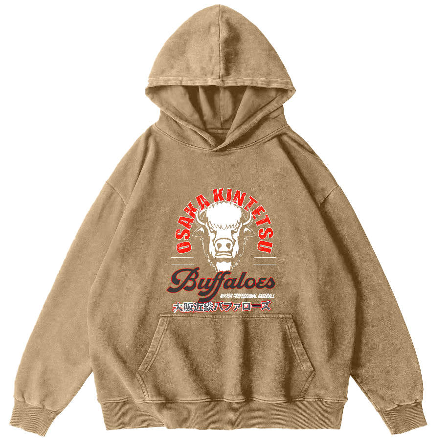 Retro Bull Head Japanese Style Vintage Distressed Hoodie-Zazasy