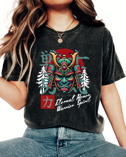 Warrior Courage Abstract Japanese Style Vintage Distressed T-shirt-Zazasy