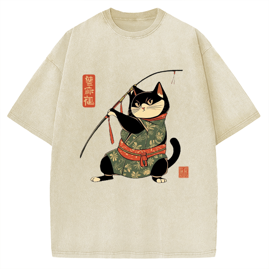 Japan Cat Archery Vintage Washed T-shirt
