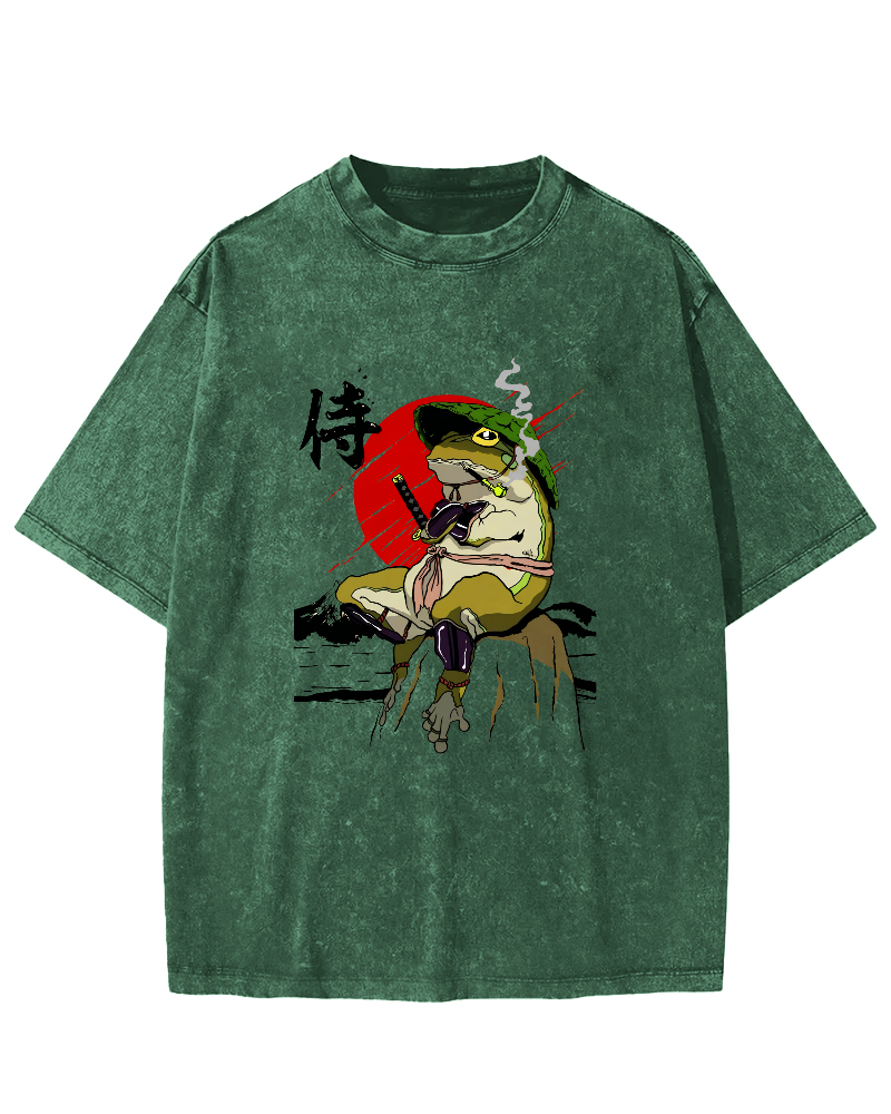 Frog Guard Japanese Style Vintage Distressed T-shirt-Zazasy