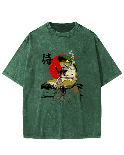 Frog Guard Japanese Style Vintage Distressed T-shirt-Zazasy
