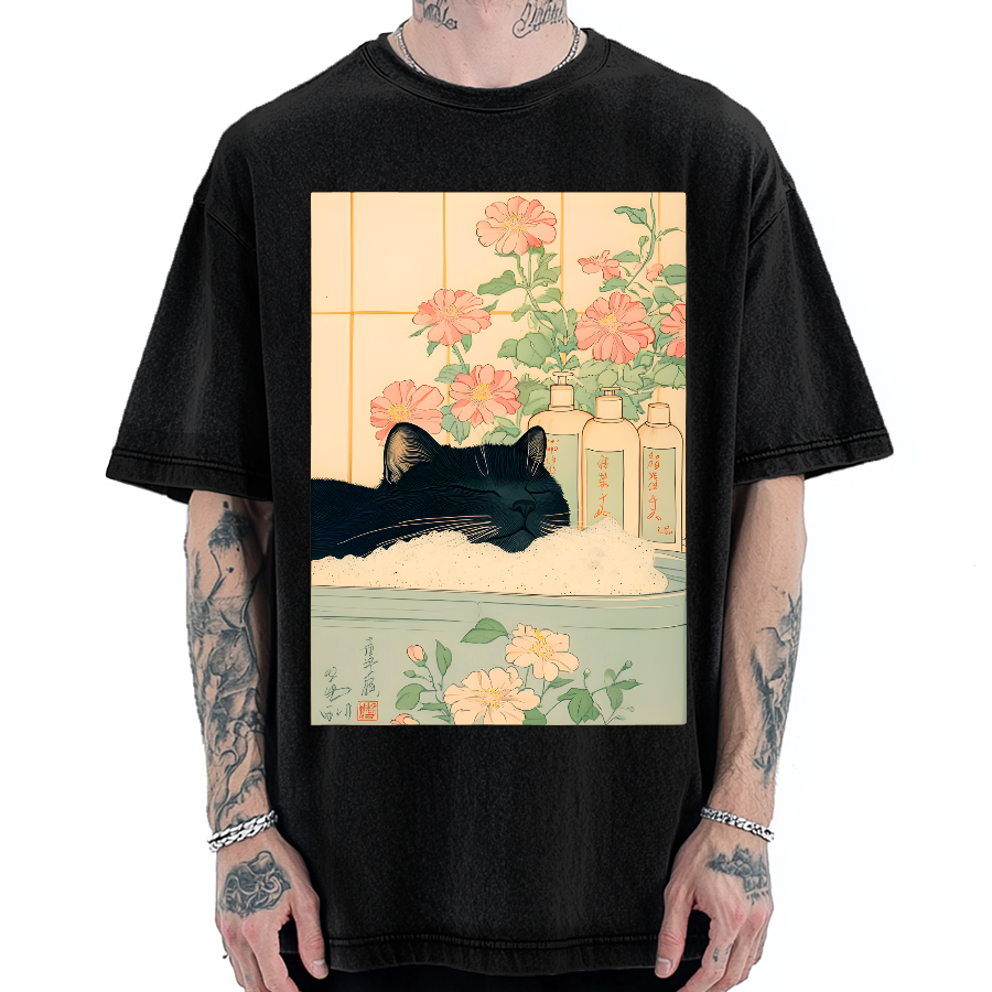 Black cat Vintage Washed T-shirt