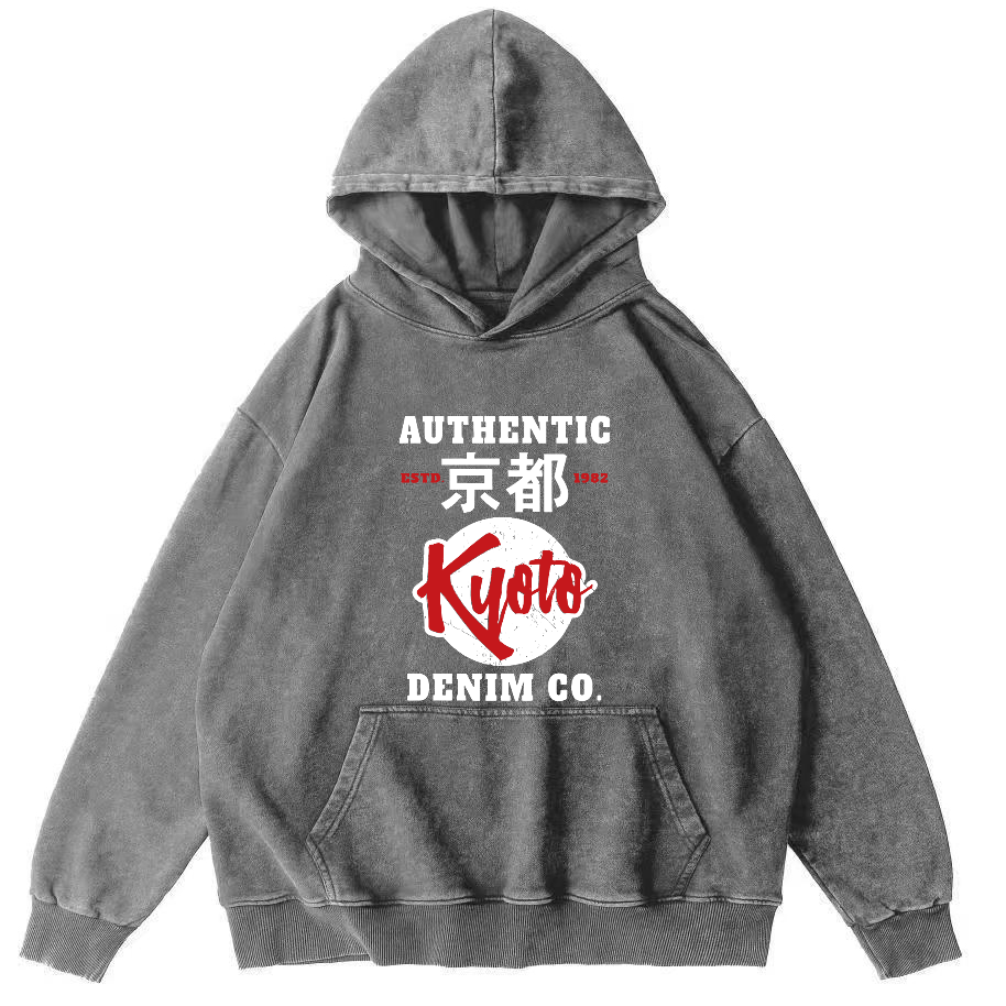 Kyoto, Japan Vintage Washed Hoodie-Zazasy