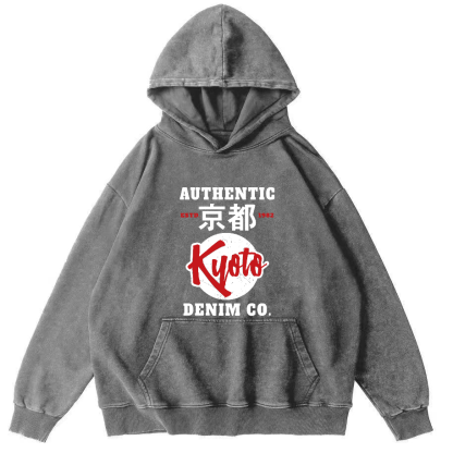 Kyoto, Japan Vintage Washed Hoodie-Zazasy