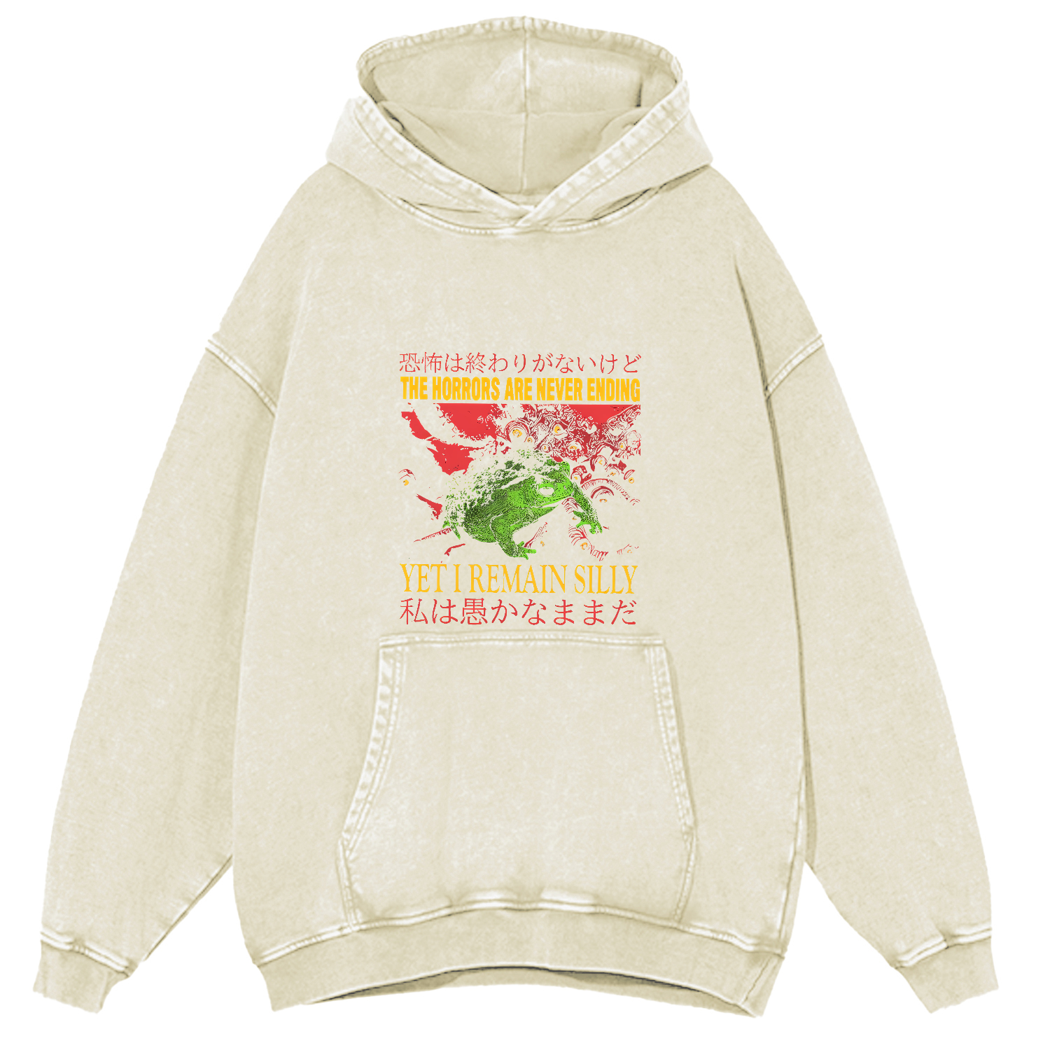 The Horrors Japanese Frog Washed Hoodie-Zazasy