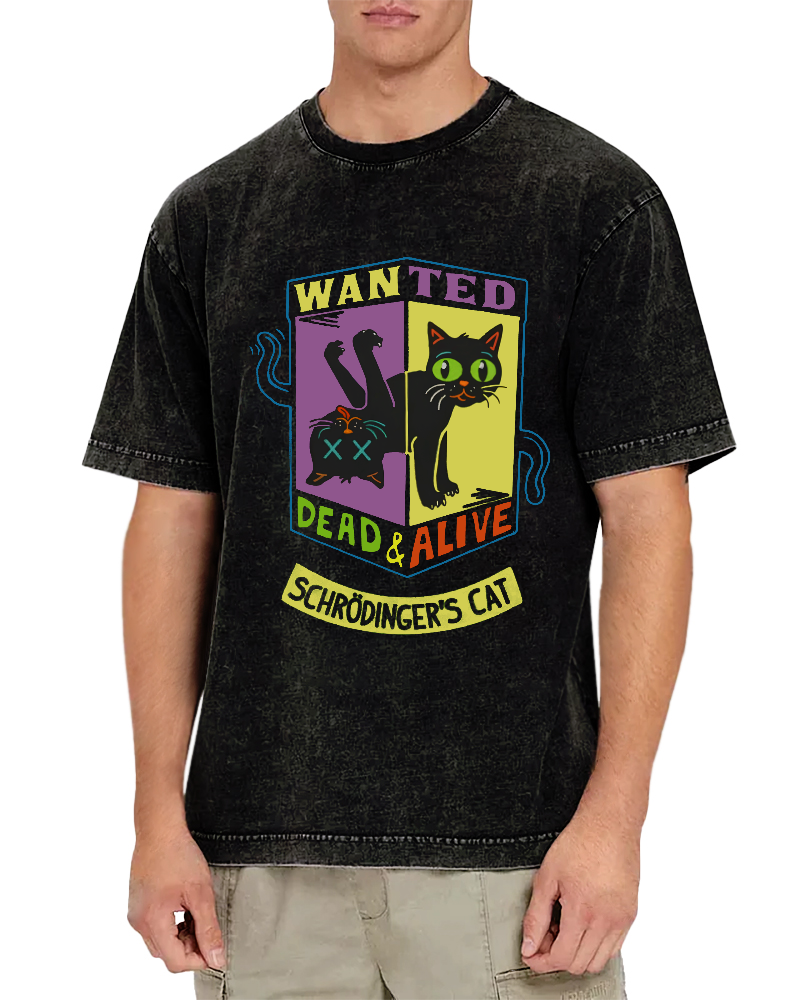 Schrodingers Cat Vintage Washed T-shirt-Zazasy