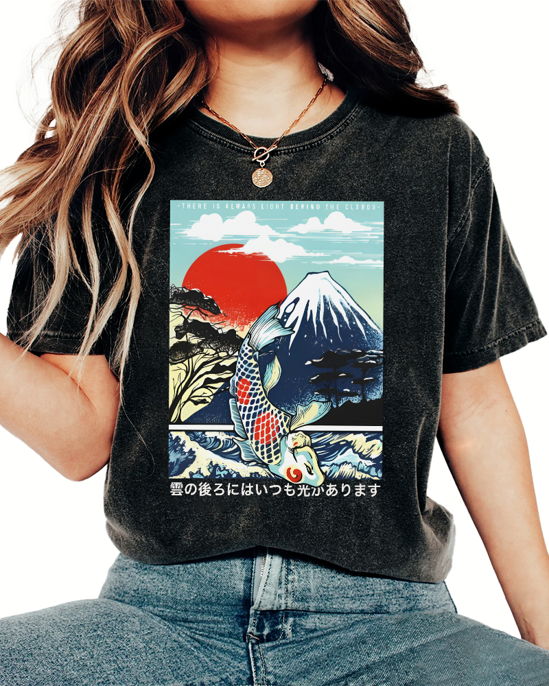 Ukiyo-e koi Vintage Washed T-shirt-Zazasy