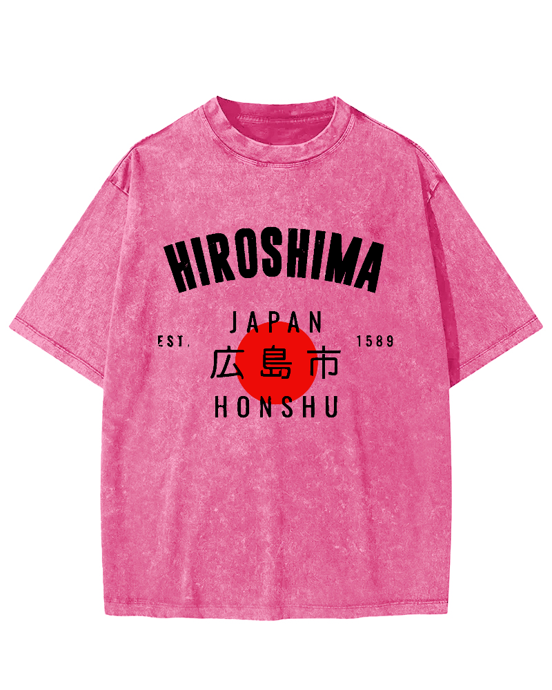 Hiroshima City, Japan Vintage Washed T-shirt-Zazasy