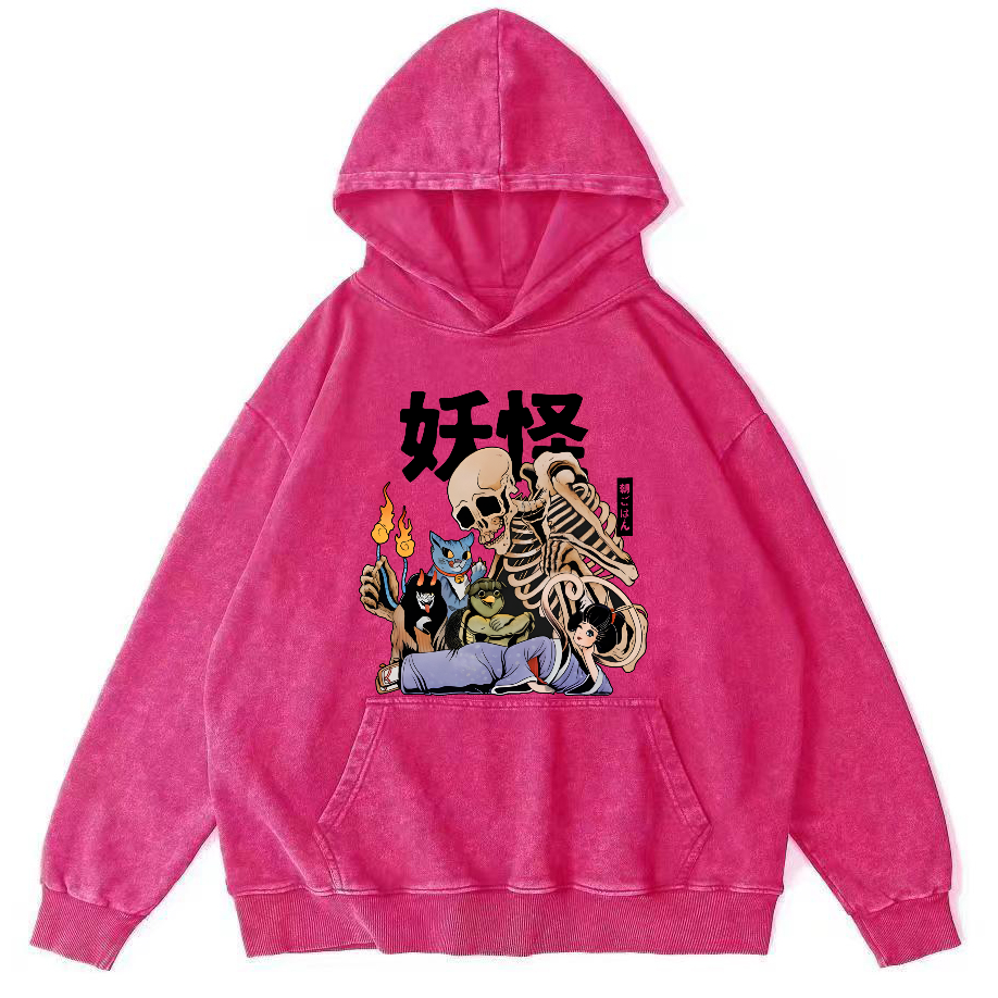 Skeleton Monster Japanese Vintage Distressed Hoodie-Zazasy
