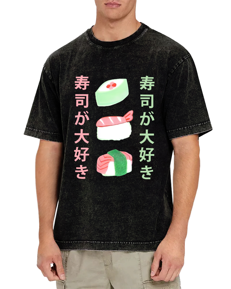 Delicious Sushi in Japan Vintage Washed T-shirt-Zazasy