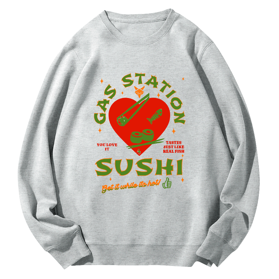 I like Sushi, Japanese Style Round Neck Sweatshirt-Zazasy