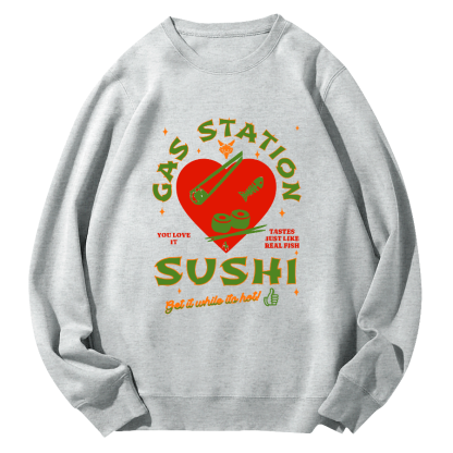 I like Sushi, Japanese Style Round Neck Sweatshirt-Zazasy
