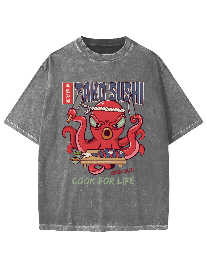 Tako Sushi Octopus Vintage Washed T-shirt