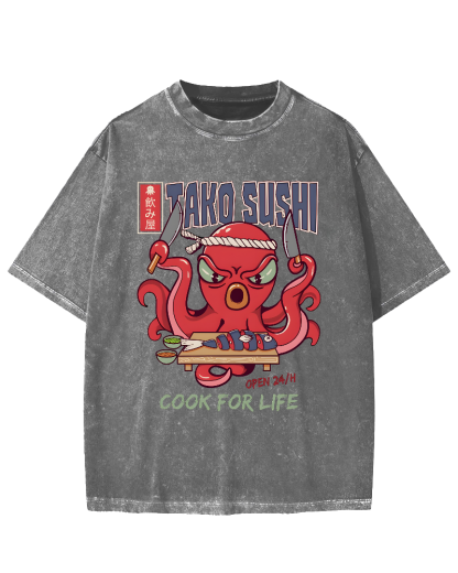 Tako Sushi Octopus Vintage Washed T-shirt