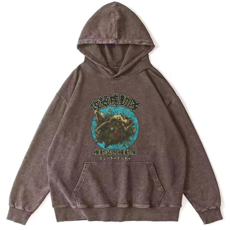 Mobile Armored Mechanical Team Vintage Washed Hoodie-Zazasy