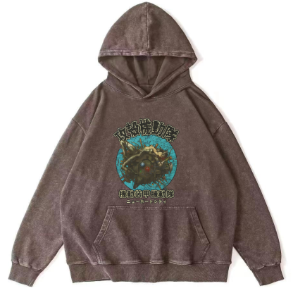Mobile Armored Mechanical Team Vintage Washed Hoodie-Zazasy