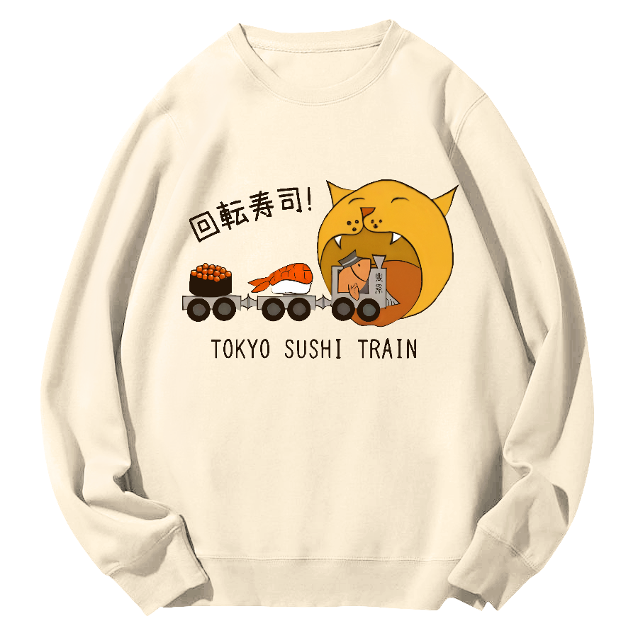 Tokyo Sushi Round Neck Sweatshirt-Zazasy