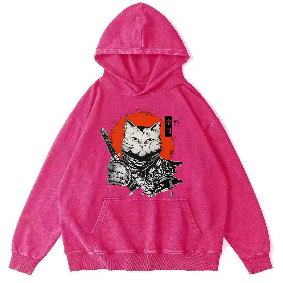 Cat Hero Japanese Style Vintage Distressed Hoodie-Zazasy