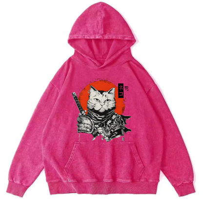 Cat Hero Japanese Style Vintage Distressed Hoodie-Zazasy
