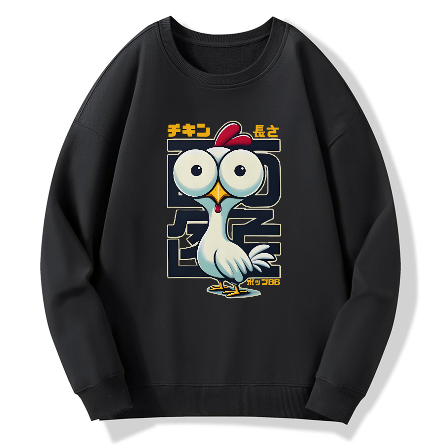 Interesting Big eyed Chicken Cotton Pullover Sweatshirt