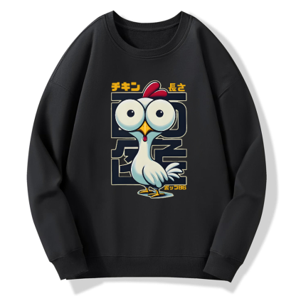 Interesting Big eyed Chicken Cotton Pullover Sweatshirt