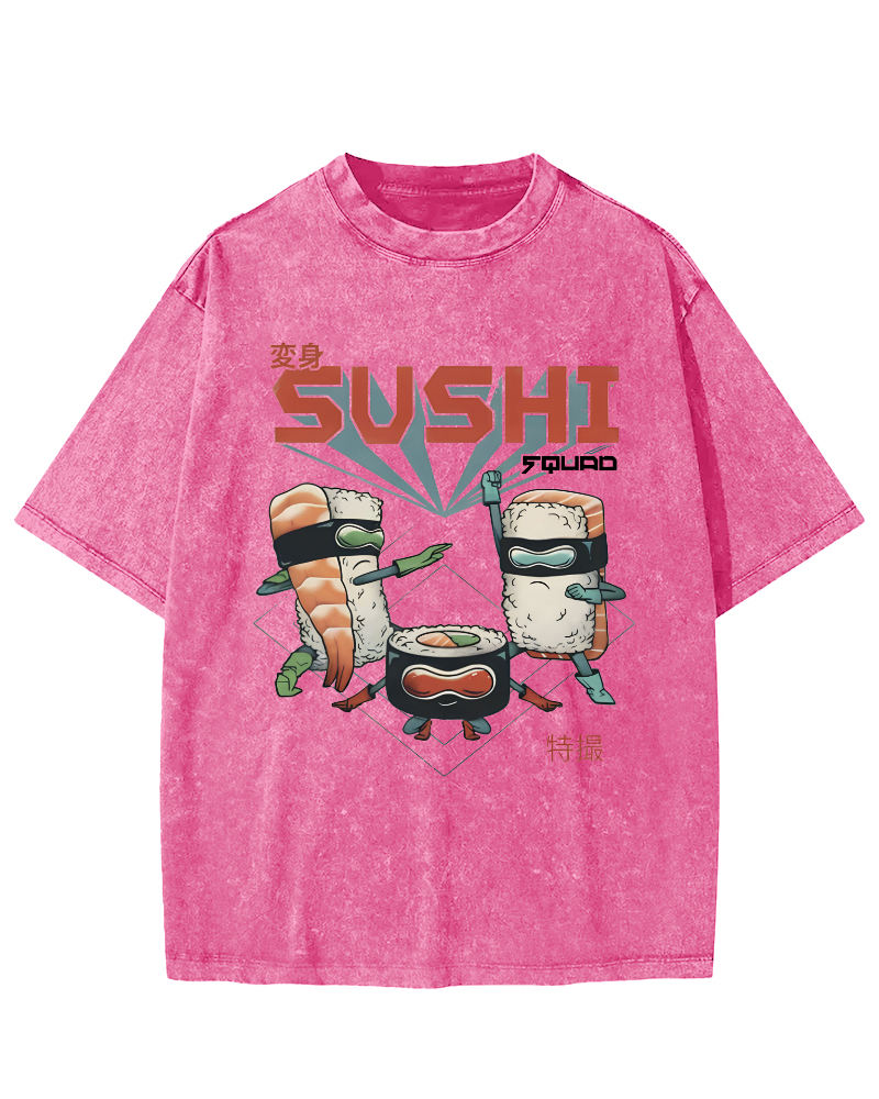 Tokyo Sushi Vintage Washed T-shirt-Zazasy