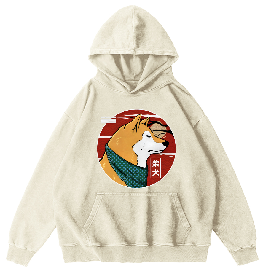 Cute Shiba Inu Vintage Distressed Hoodie-Zazasy