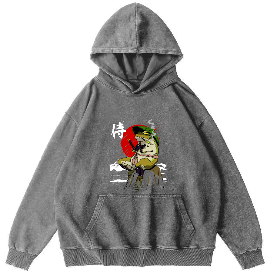Frog Guard Japanese Style Vintage Distressed Hoodie-Zazasy
