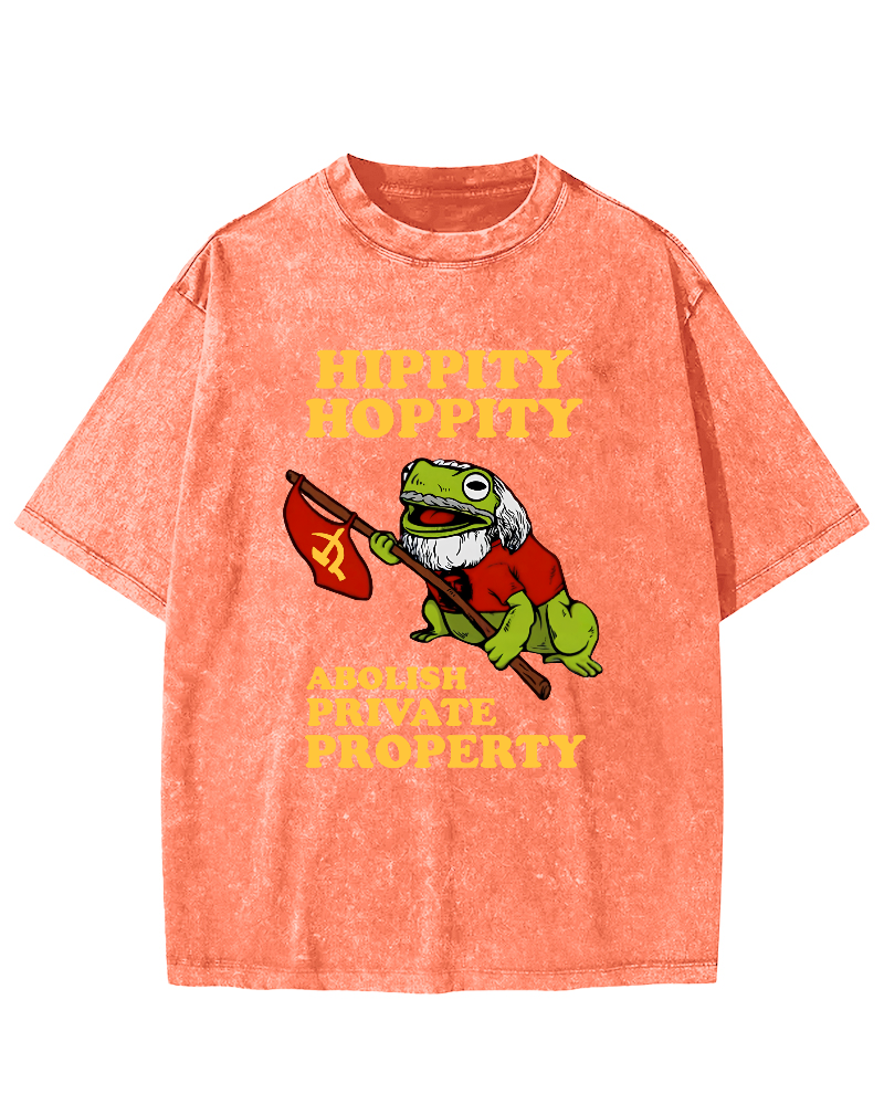 Hippity Hoppity Abolish Private Property  Vintage Washed T-shirt-Zazasy