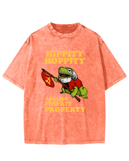 Hippity Hoppity Abolish Private Property  Vintage Washed T-shirt-Zazasy
