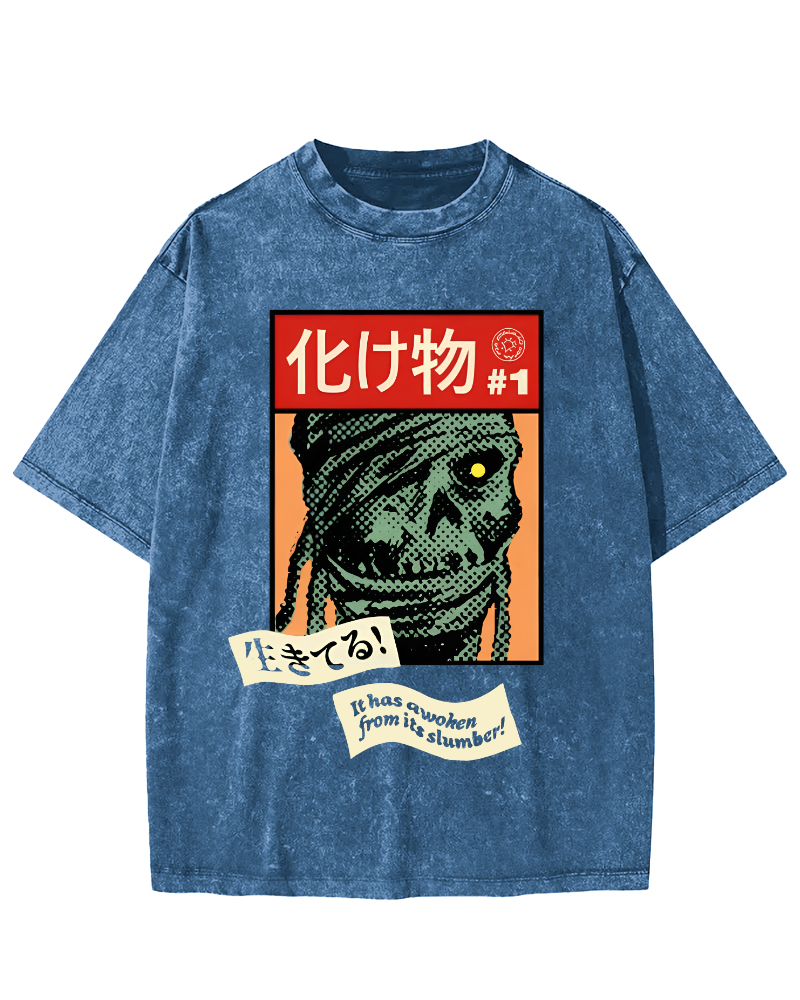 Monster Japanese Vintage Washed T-shirt-Zazasy