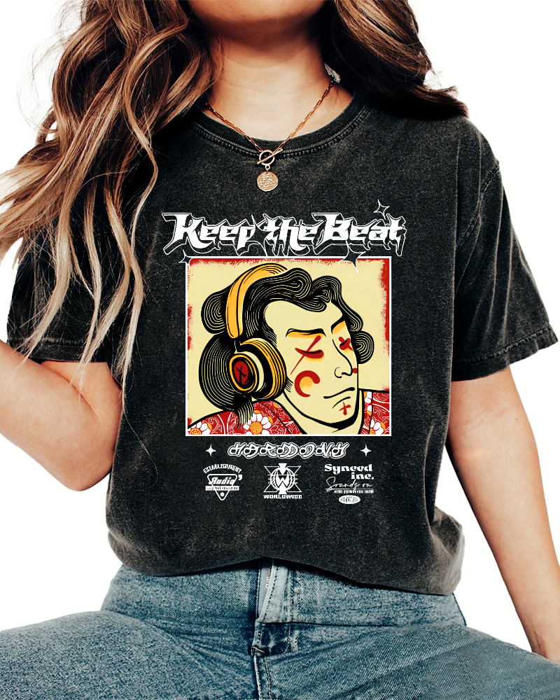 Samurai Charging Time Retro Vintage Washed T-shirt