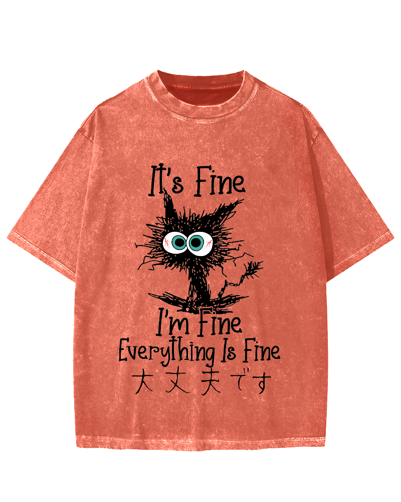 It's Fine Cat Vintage Washed T-shirt
