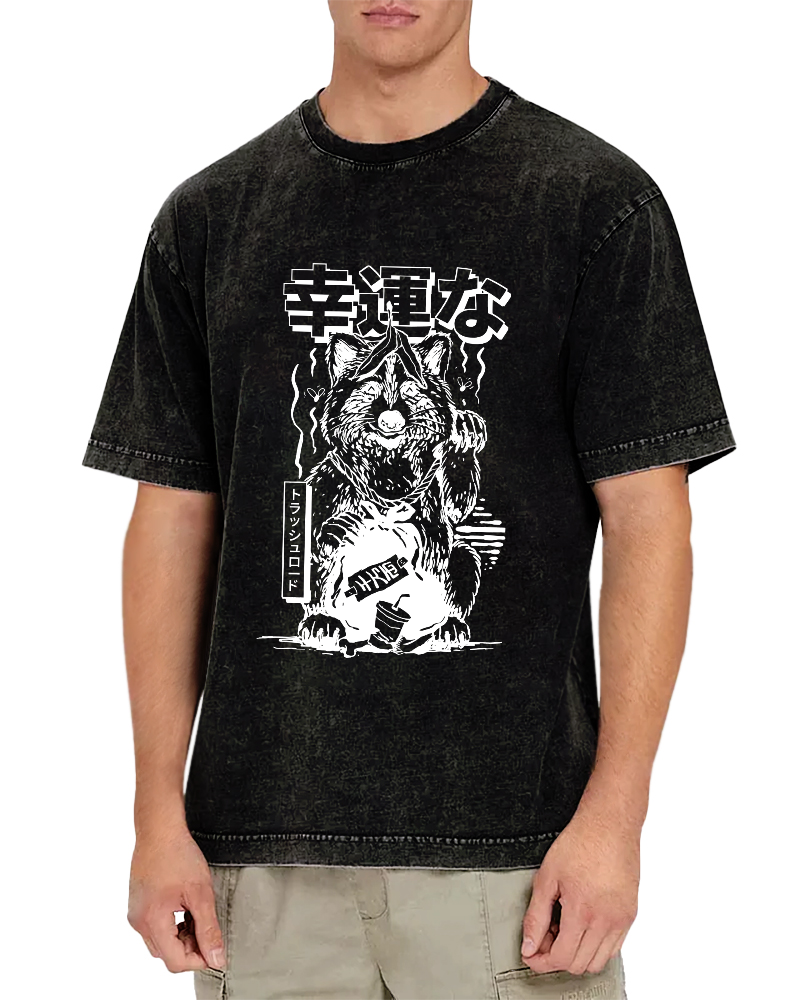 Lucky Japanese Vintage Distressed T-shirt-Zazasy