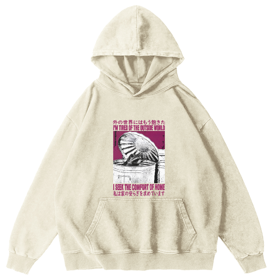 Retro Raccoon Pattern Japanese Style Vintage Distressed Hoodie-Zazasy