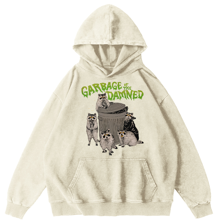 Cute Little Raccoon Vintage Distressed Hoodie-Zazasy
